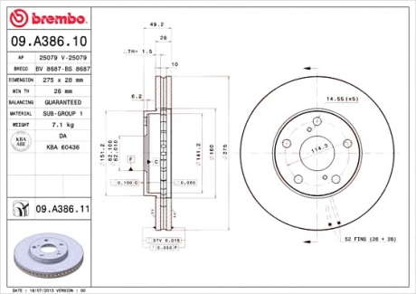 Тормозной диск BM 09. A386. 11 - 09.A386.11 (BREMBO)