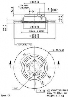 Тормозной диск BM 09. A259. 11 - 09.A259.11 (BREMBO)