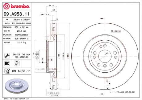 Тормозной диск BM 09. A958. 11 - 09.A958.11 (BREMBO)