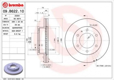 Тормозной диск BM 09. B622. 10 - 09.B622.10 (BREMBO)