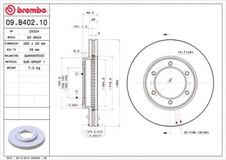 Тормозной диск BM 09. B402. 10 - 09.B402.10 (BREMBO)