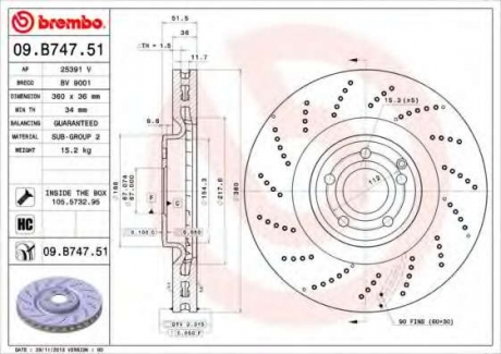 Тормозной диск BM 09. B747. 51 - 09.B747.51 (BREMBO)