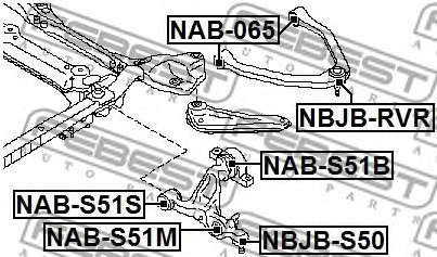 САЙЛЕНБЛОК ПЕРЕДНЕГО НИЖНЕГО РЫЧАГА INFINITI M35, 45 (Y50) 2004- FEBEST - NAB-S51S (Febest)