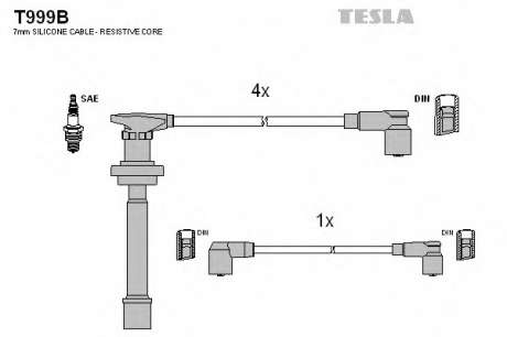 Кабель зажигания, к-кт TESLA TESLA - T999B (Tesla)