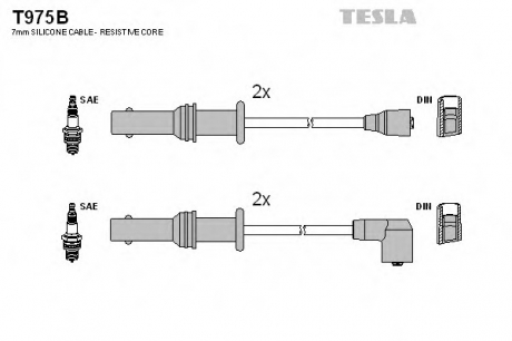 Кабель зажигания, к-кт TESLA Subaru Forester, Impreza, Legasy 92-98 1, 6; 1, 8; 2, 0; 2, 2 TESLA - T975B (Tesla)