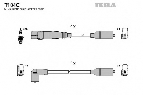 Кабель зажигания, к-кт TESLA TESLA - T104C (Tesla)