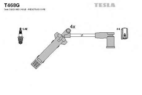 Комплект высоковольтных проводов TESLA - T468G (Tesla)