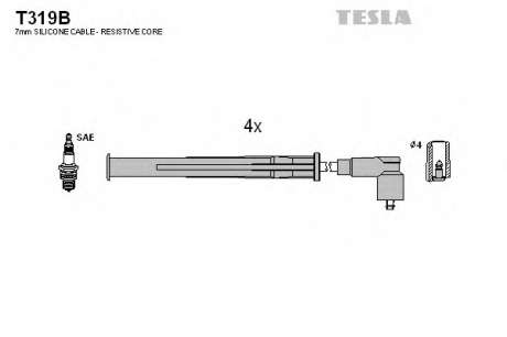 Комплект высоковольтных проводов TESLA - T319B (Tesla)