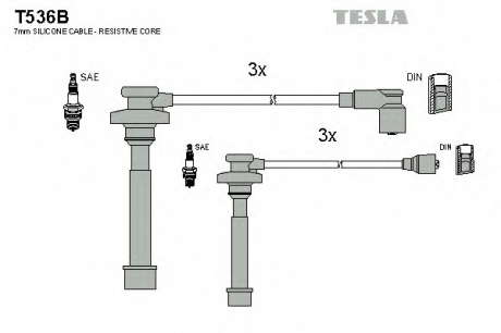 Комплект высоковольтных проводов TESLA - T536B (Tesla)