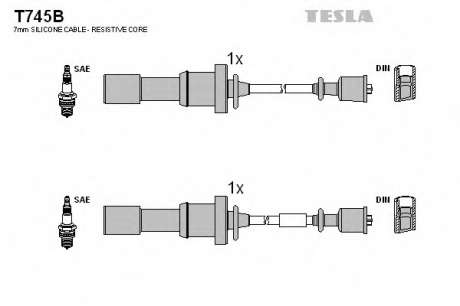Кабель зажигания, к-кт TESLA HY Santa Fe, Sonata 2. 0, 2. 4 01-; Kia Magentis 2. 0 01- TESLA - T745B (Tesla)