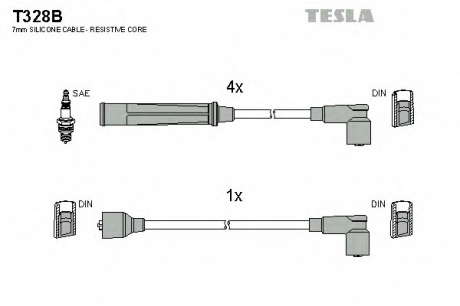 Комплект высоковольтных проводов TESLA - T328B (Tesla)